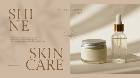 Plantilla de diseño de anuncio de cuidado de la piel con frascos cosméticos Full HD video 