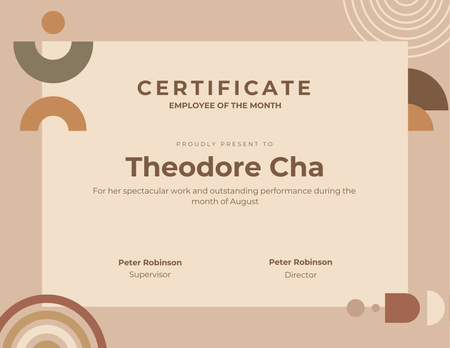 Aesthetic Certificate of Employee of the Month Certificate tervezősablon
