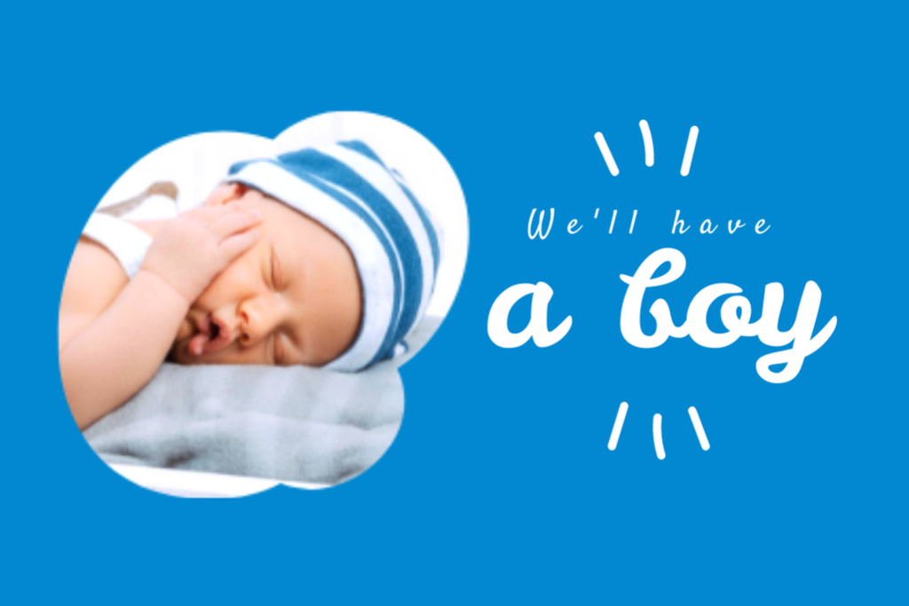Baby Boy Party Announcement Postcard 4x6in Design Template