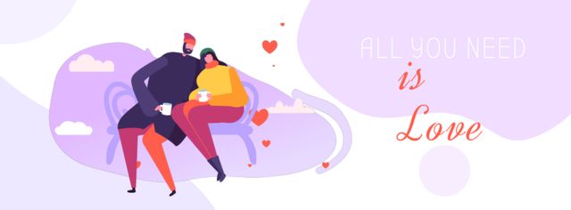 Couple drinking Coffee on Valentine's Day Facebook Video cover – шаблон для дизайну