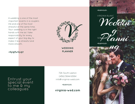 Wedding Planning with Romantic Newlyweds in Mansion Brochure 8.5x11in Design Template