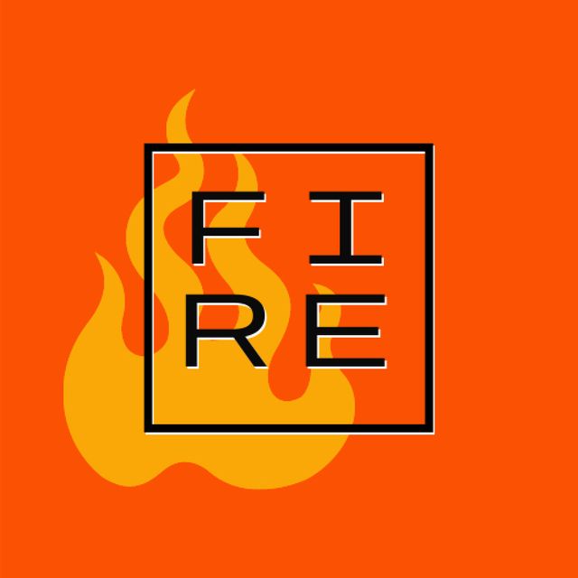 Emblem with Burning Fire on Yellow Animated Logo – шаблон для дизайну