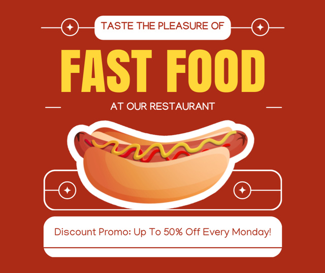 Offer of Fast Food at Restaurant Facebook Design Template