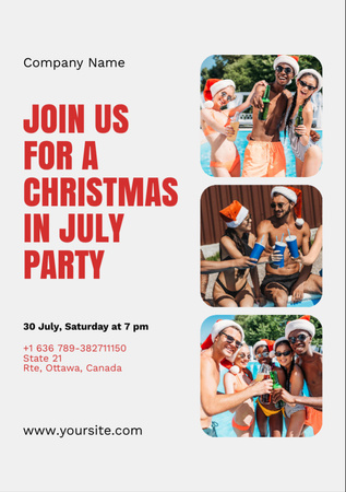 Christmas Party in July by Pool Flyer A7 Design Template