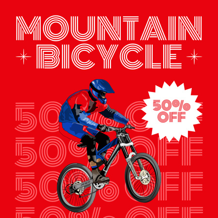 Mountain Cycles Sale Offer on Red Instagram AD Tasarım Şablonu