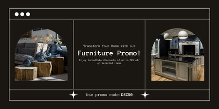 Furniture Promo Ad with Modern Interior Twitter Design Template