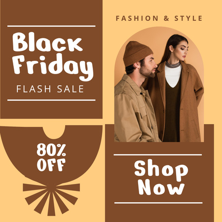 Black Friday Clothes Flash Sale with Couple Instagram Design Template
