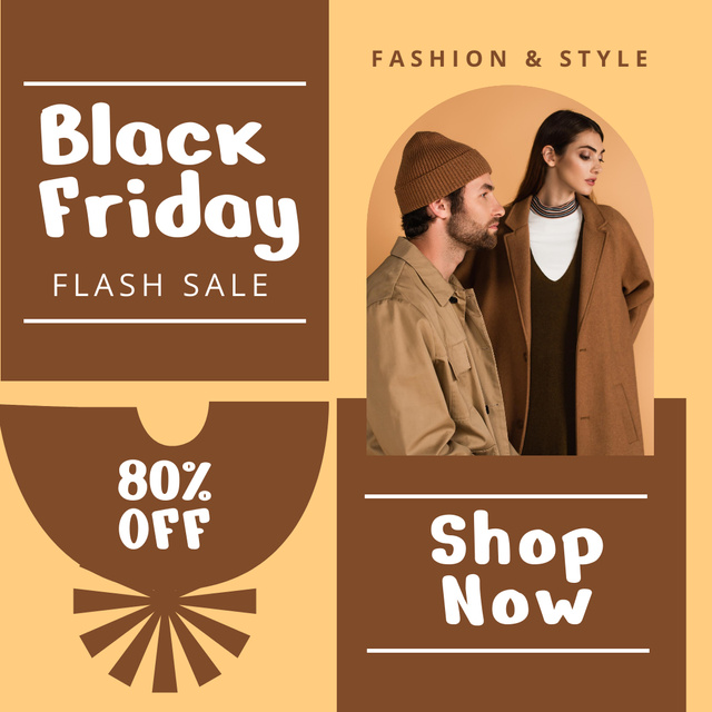 Designvorlage Black Friday Clothes Flash Sale with Couple für Instagram