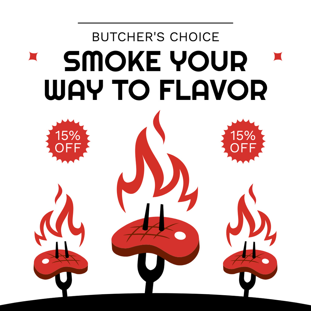 Designvorlage Meat Smoking and Best Pieces for Barbecue für Instagram AD