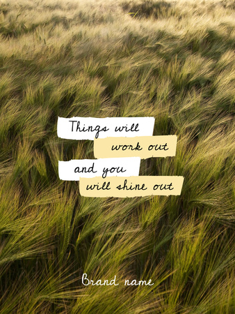 Inspirational Citation with Wheat Field Poster US Design Template