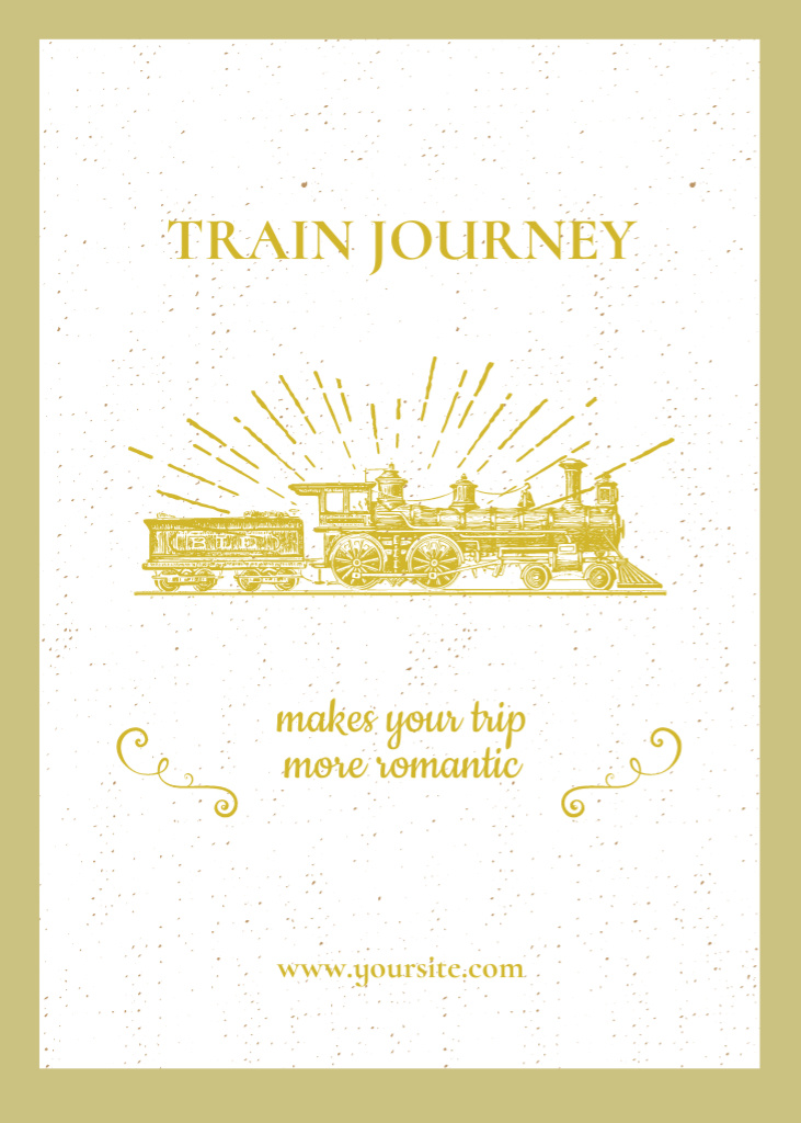 Wisdom About Train Journey With Illustration Postcard 5x7in Vertical Design Template