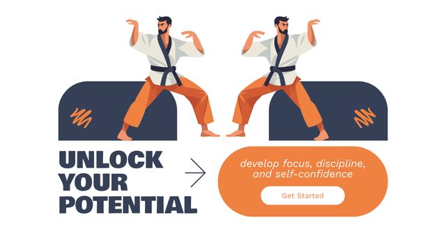 Martial Arts Classes Invitation with Motivational Phrase Facebook AD Design Template