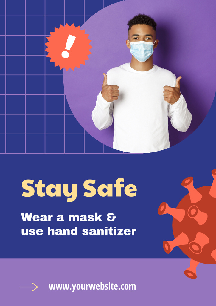 Wear Mask and Use Sanitizer During Pandemic Poster A3 tervezősablon