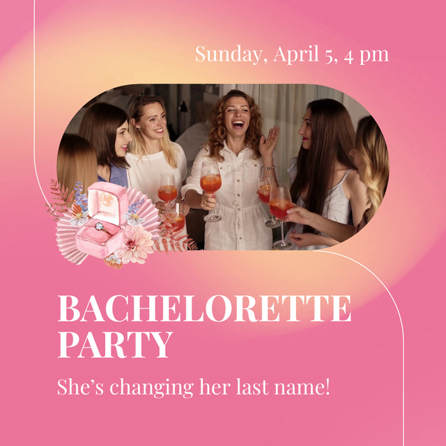 Designvorlage Bachelorette Party Announcement With Friends für Animated Post