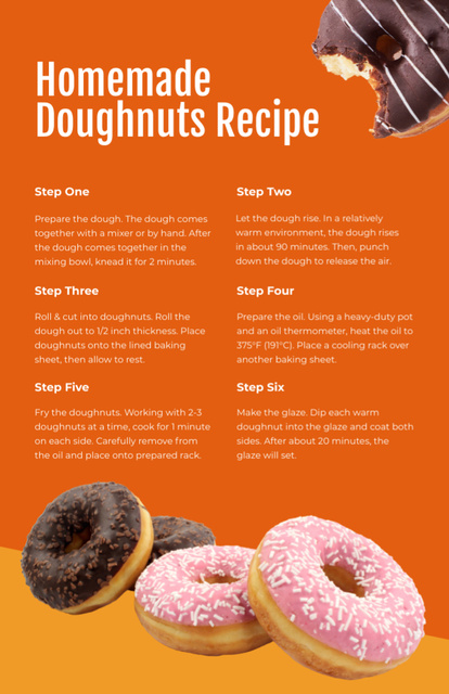 Homemade Donut Recipe Recipe Card Design Template