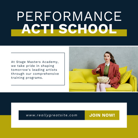 Performance School Offer on Blue Instagram AD Design Template