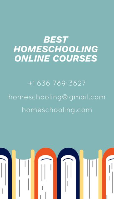 Best Homeschooling Online Courses With Books Business Card US Vertical Tasarım Şablonu