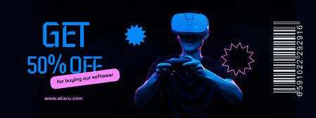 Man in Virtual Reality Glasses Coupon Design Template