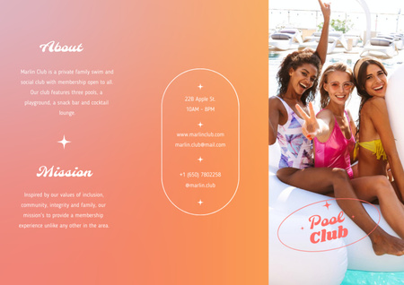 Women resting in Pool with Beverages Brochure Design Template