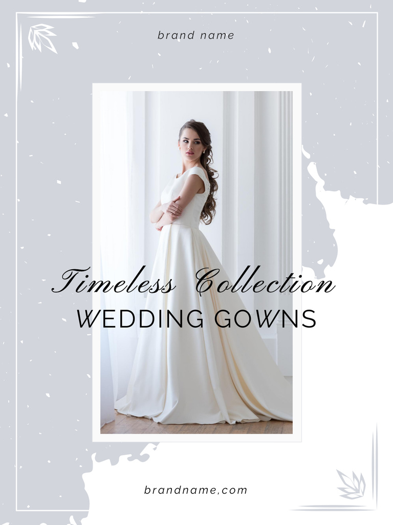 Wedding Shop Ad with Bride in White Dress Poster US Design Template