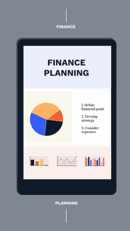 Ontwerpsjabloon van Instagram Video Story van Financiële planning met diagram op tabletscherm