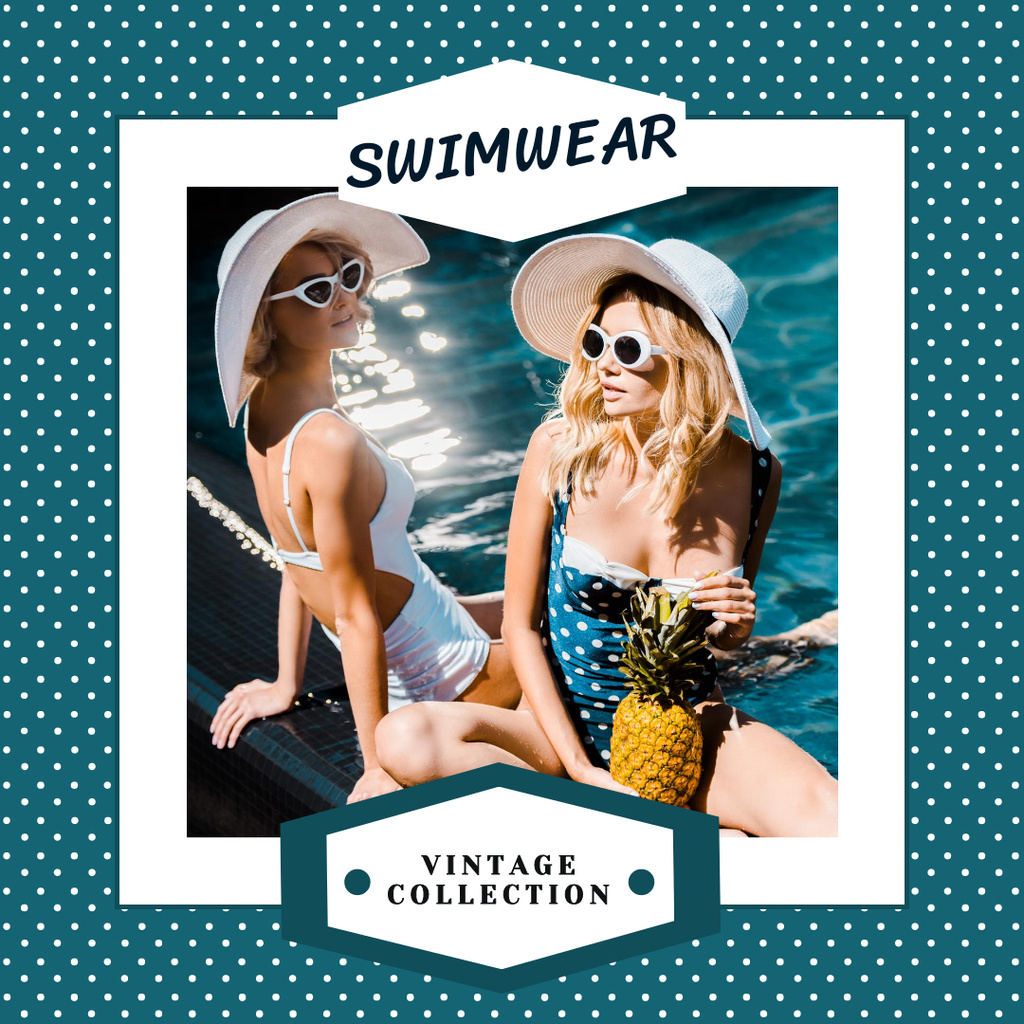 Vintage Swimwear Collection for Women Instagram AD Πρότυπο σχεδίασης