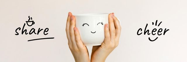Woman holding Cute white Cup Twitter tervezősablon