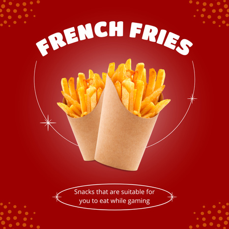 Fast Food Menu with French Fries Instagram Design Template