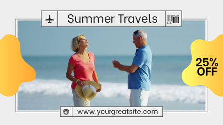 Designvorlage Sommerreisen mit Rabatt und Küstenangebot für Full HD video