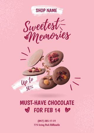 Modèle de visuel Offre de réduction sur les bonbons sucrés de la Saint-Valentin - Poster