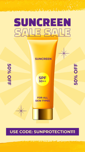 Designvorlage Sunscreen Cream Sale Offer with Discount für Instagram Story
