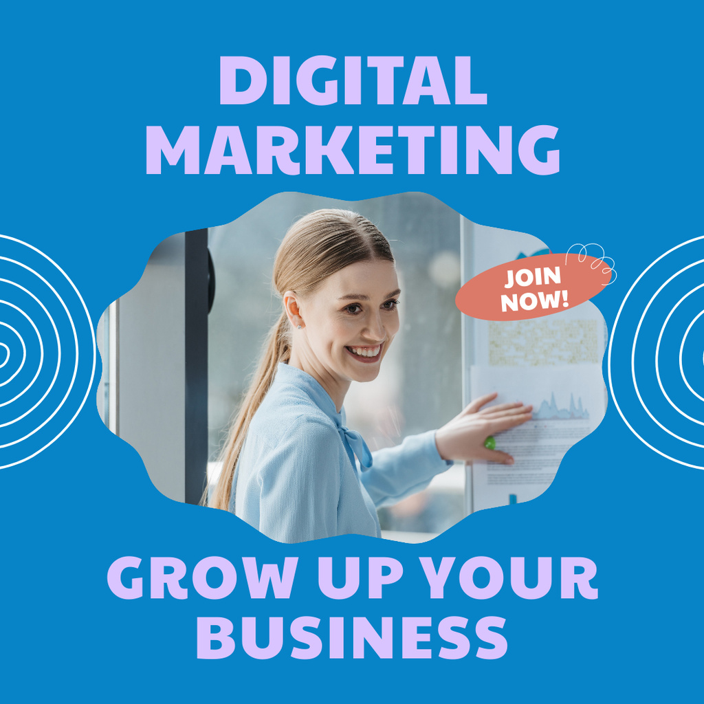 Ontwerpsjabloon van Instagram van Ways to Grow Business Through Digital Marketing