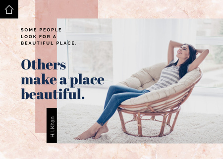Designvorlage Woman Relaxing In Soft Armchair für Postcard 5x7in