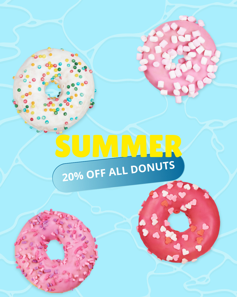 Ontwerpsjabloon van Instagram Post Vertical van Special Summer Offer in Doughnut Shop