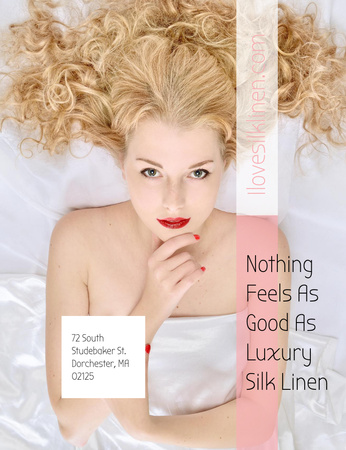 Silk Linen For Bedsheets Promotion Invitation 13.9x10.7cm Design Template