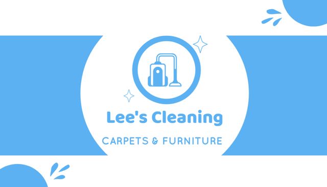 Designvorlage Carpets and Furniture Cleaning Service Ad on Blue für Business Card US