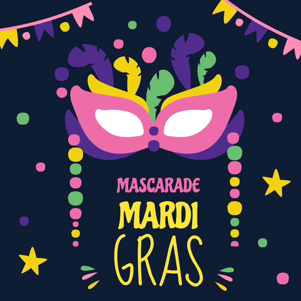 Ontwerpsjabloon van Instagram AD van Mardi Gras carnival mask