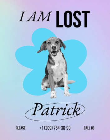 Designvorlage Lila Anzeige über den vermissten netten Hund für Poster 22x28in