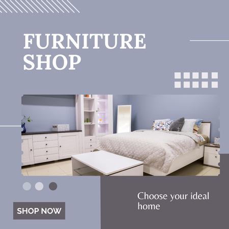 Designvorlage Furniture Shop Promotion with Cozy Bedroom für Instagram