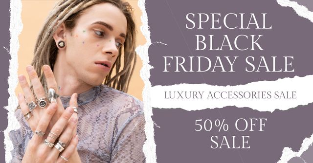 Black Friday Sale of Trendy Men's Outfits Facebook ADデザインテンプレート