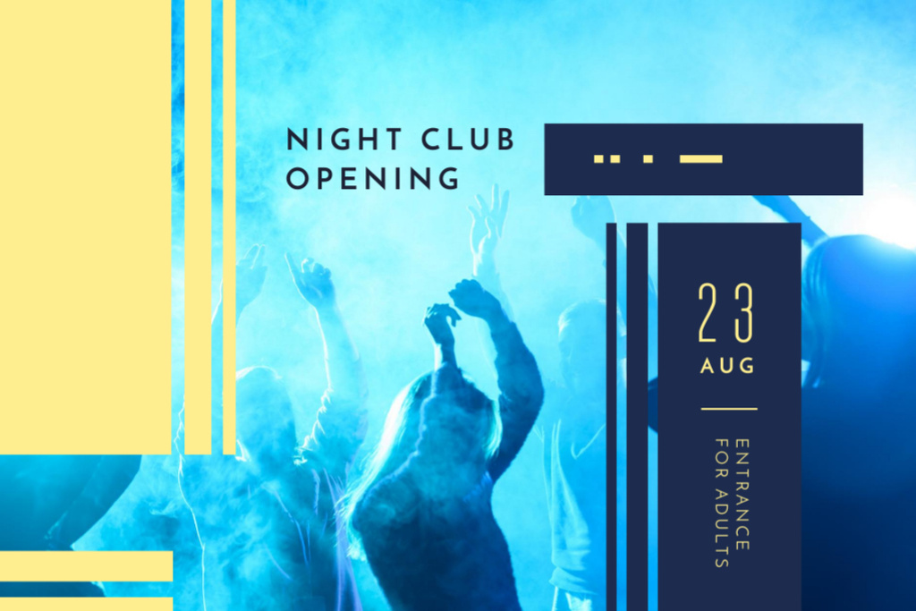 Designvorlage Night Club Party Event For Adults with Crowd In August für Flyer 4x6in Horizontal