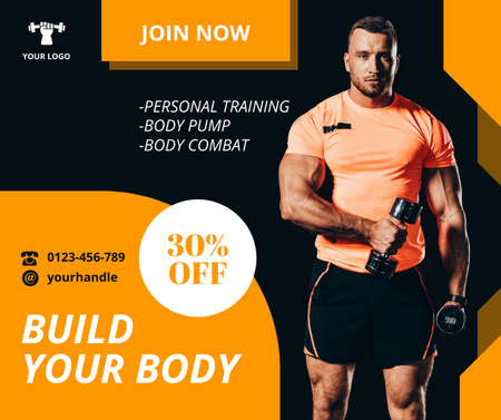 Offer of Personal Training in Gym Facebook tervezősablon