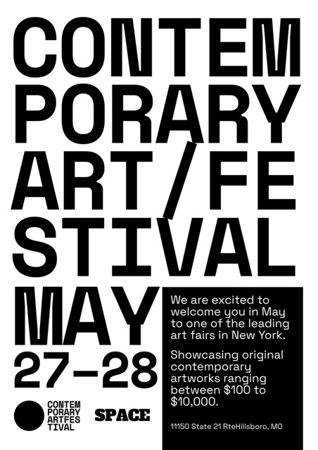 Contemporary Art Festival Announcement Poster A3 Πρότυπο σχεδίασης