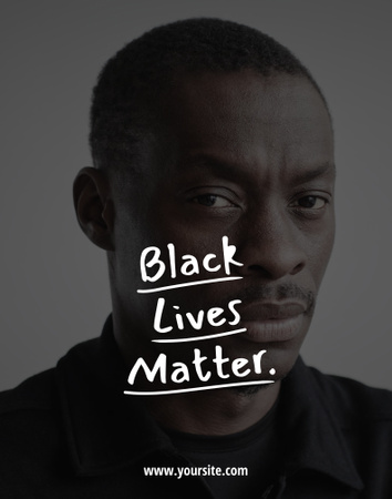 Template di design Black Lives Matter testo con uomo afroamericano sullo sfondo Poster 22x28in