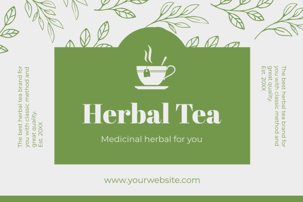 Green Tag for Medicinal Herbal Tea Label Šablona návrhu