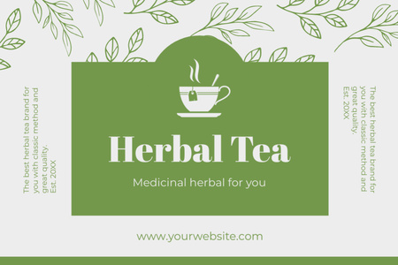 Green Tag for Medicinal Herbal Tea Label tervezősablon