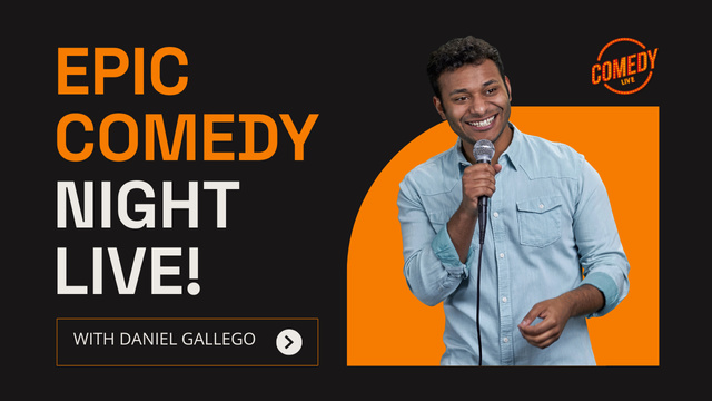 Plantilla de diseño de Epic Comedy Night Live Performance Announcement Youtube Thumbnail 