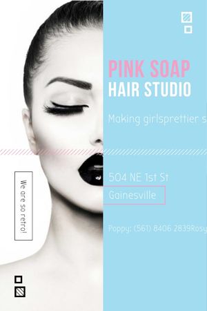 Platilla de diseño Hair Studio Ad Woman with creative makeup Tumblr