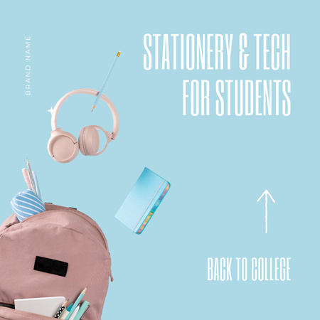 Modèle de visuel Vente de papeterie et de technologie pour les étudiants du collégial - Animated Post