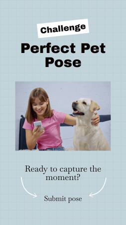 Young Woman Taking Selfie with Her Lovely Dog Instagram Video Story Design Template